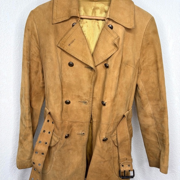 Vintage Aleksander Lamb Skin Tan Belted Coat Strong & Fisher Norway Women’s Sz S - Picture 6 of 6